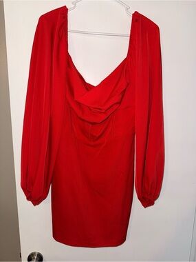 Princess Polly Red Cowl-Neck Long Sleeve Mini Dress